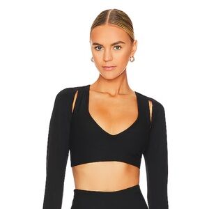 Stretch Shrug in Heather Black with Attached Top
